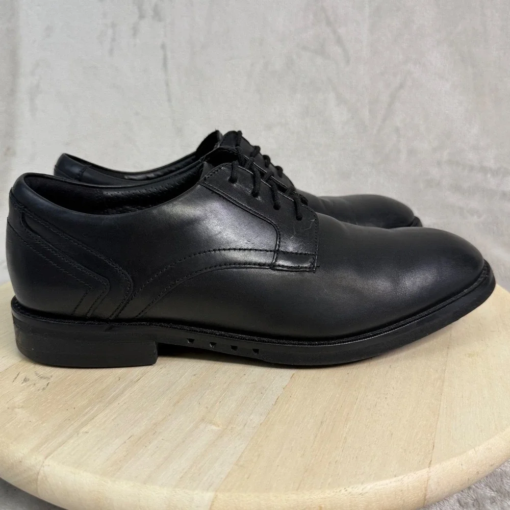 CLARKS COLLECTION Men's Shoes Sz 9M Black Leather Plain-Toe Derby Oxford Lace-Up